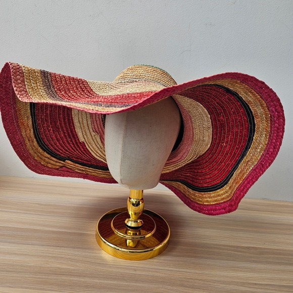 Italian Wide Floppy Straw Hat Womens Summer Luxury Filippo Catarzi ITALY - Picture 1 of 13